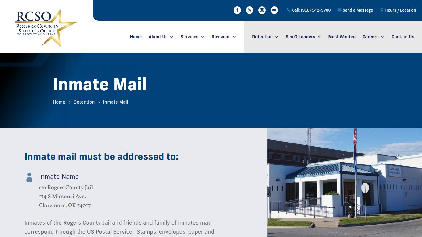 Inmate Mail | Rogers County Sheriff's Department